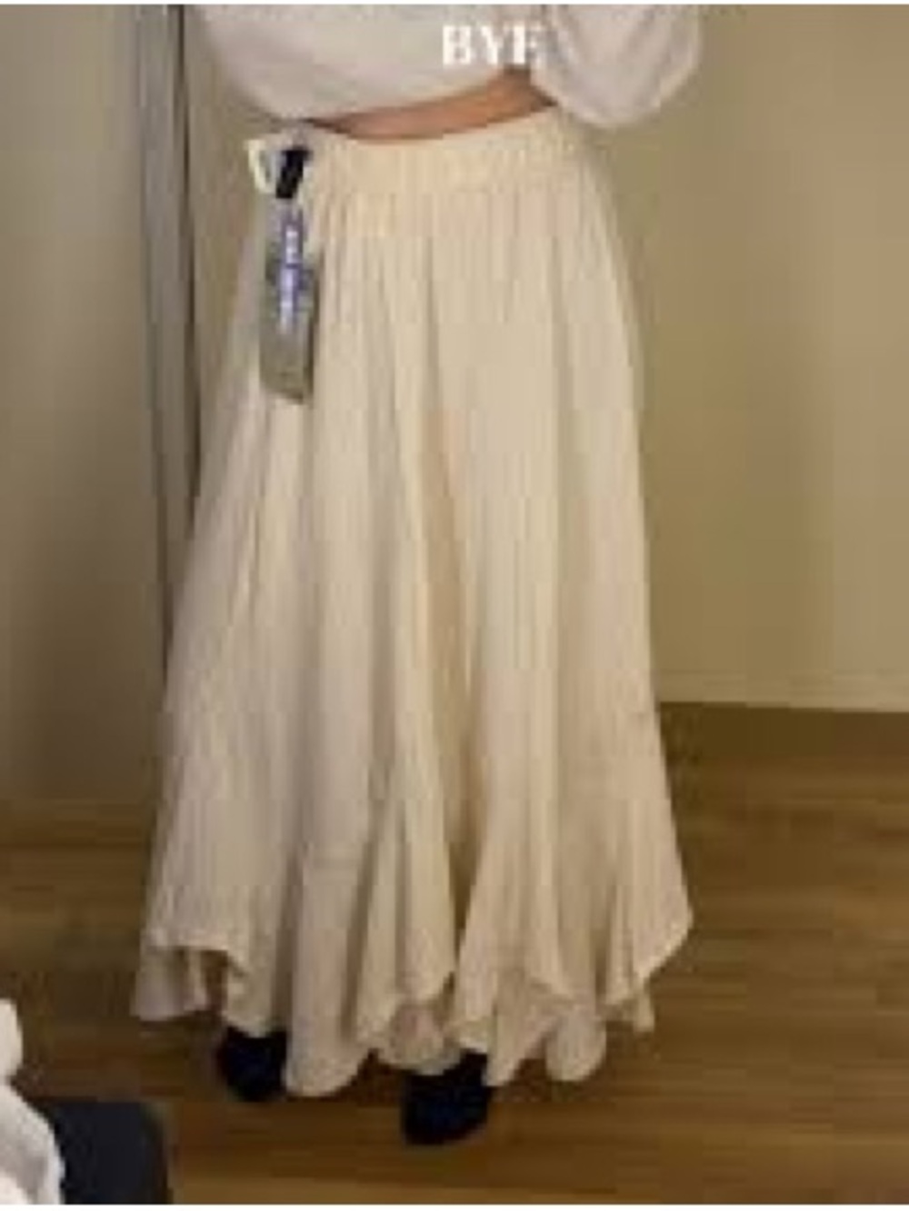 Indigo Rein Cream Textured Tiered A-Line Maxi Skirt